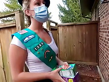 Bitch Scout tries to sell cookies to an mature boy,  he wants sex