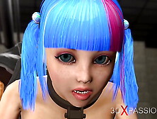 Cuffed teenie with enormous tits gets hammered by sci-fi soldier in the prison