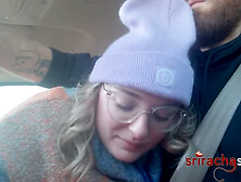 Hot blonde Srirachasexxx gives a sensual tease and roadhead ending with a snowy facial