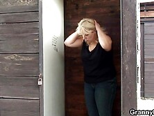 Blond Gilf Rides Large Rod On Public