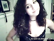 Curly Hair Camgirl In Sexy Black Lingerie