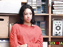 Amethyst is placed on desk to take turned on officers huge