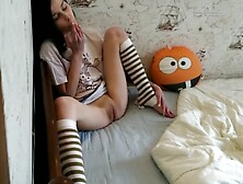 Caught by masturbating sis spying on her