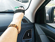 Horny mature stepmom masturbates and teases her stepson in the car