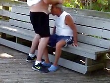 Daddies Have Outdoor Fun In Public Park