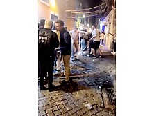 Guy gets pantsed and goes streaking