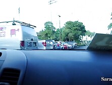 See Sara Jay's large booty wiggle as this babe jumps on the massive hard wang of her taxi driver,  who pounds her vagina & screws