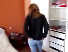 I suit up to show off and arouse the maid's spouse,  I ask him to give me his wang.