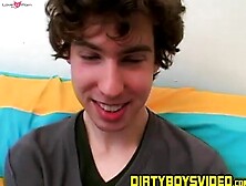 Twink strips and tugs on his huge dick in this classic video
