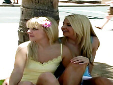 Sandy D enjoys girl-on-girl action in the great outdoors