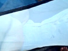 I go into the tent at the campsite and discover the greedy Italian mother i'd like to fuck touching her bushy vagina