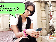 HookUpHotShot - four Eyed Alaina Kristar Rides On 1st Date!