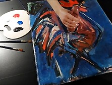 Penis Milking Painting With a Sperm and Colors