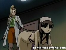 Horny hentai strapon fuck for submissive gals