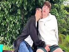 Cute Twink Enjoys Outdoor Gay Sex