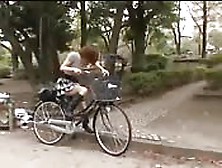 Japanese Rides A Bicycle With A Dildo Seat