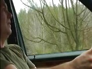 Car Sex Slut Swallows Pole!