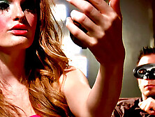 Freckled ginger babe in heels cockriding lover