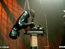 Bound gimp in latex pussy fucked (Claire Adams,  Cassandra Nix)