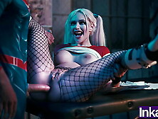 Superman destroys Harley Quinn's asshole and gives her an anal cream-pie.
