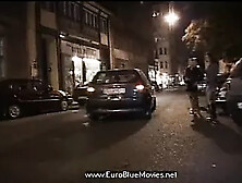 Euro street chick Lisa Sparkle gets picked up and rammed!