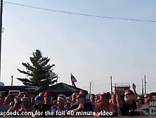 festival honeys at iowa biker rally skin to win pole dancing