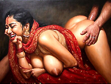 Indian teen with three big black cock fucked deep inside her pussy and asshole