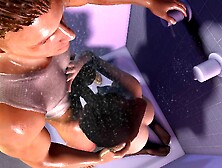 Asian Girl Sucking Dick in the Shower Before Standing Anal