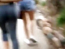 Teens in jeans shorts and leggings