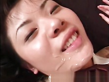 Real amateur asian teen gets pussy fucked and bukkake