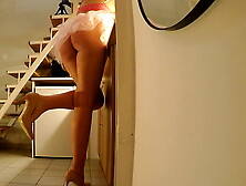 Solo Whore Sexy Tattooed Skank prepares for Porn Shooting in a Leon Lambert Scene with a Transparent Skirt and Pantiless in the