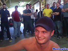 Straight Student Sucking In Group Initiation