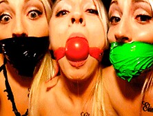 Kinky Blonde Amateur Gagged With Panties,  Ball Gag And Duct Tape In Homemade Gag Talk Video