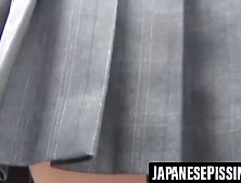 Japanese amateur completely pees her panties in public