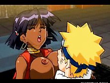 Anime ebony fucking massive white cock