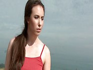 Slut in leather lingerie in public