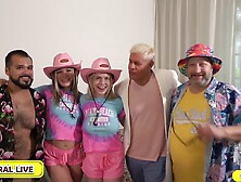 Bang A Fan - Obese Teddy From Chicago Wins A Double Oral Sex From Hot Blondes Besties