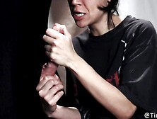 BDSM Femdom Hand-Job Close Up Pulling His Balls While Working That Mushroom Head Until He Explodes!