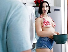 Short-haired brunette Lucy Lotus nicely impaled in the doggy style