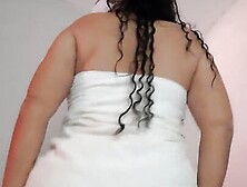 girl dances after shower