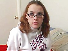 Cute Gal In Eyeglass Gangbanged By Hard Jock