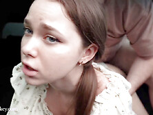 Amateur cute teen Arina Love gets wild in a car with a stranger