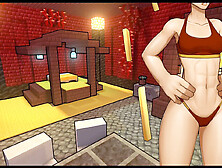 Busty character in hornycraft gets off with a huge cock in animated action