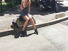 Walking And Flashing In The Streets - Sexy Girlfriend Leolulu