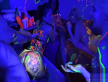 College Teens Glow In The Dark Orgy Party In A Dorm