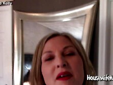 Cum swallowing secretary in red costume and lipstick gives an awesome oral sex