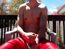 Enormous Stiffy Caught Wanking Outdoors on Balcony