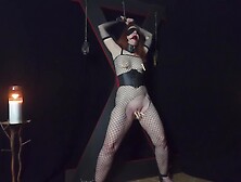 Submissive Redhead Milf Tied To Cross And Tortured With Clothespins