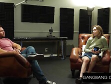 GangbangCreampie - Sexy Golden-Haired Hottie Interviewed,  Sucking Weenies And Anal Creampied