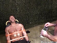 Soldier Dirk Caber Takes All The Painful Shock From His Big Balls And Naked Nipples